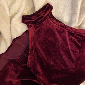 Velvet Mini High-Neck Dress